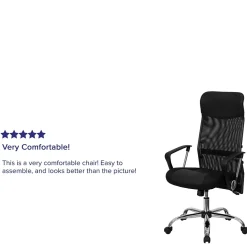 Flash Furniture Abney Ergonomic Leather and Mesh Swivel High Back Task Office Chair, Black (BT905)