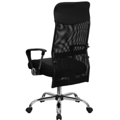 Flash Furniture Abney Ergonomic Leather and Mesh Swivel High Back Task Office Chair, Black (BT905)