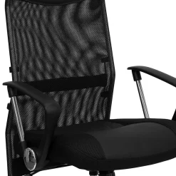 Flash Furniture Abney Ergonomic Leather and Mesh Swivel High Back Task Office Chair, Black (BT905)