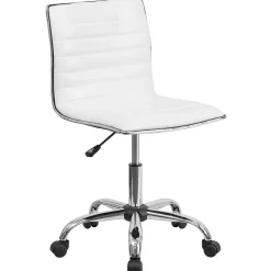 Flash Furniture Alan Armless Vinyl Swivel Low Back Task Office Chair, White/Chrome (DS512BWH)