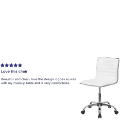 Flash Furniture Alan Armless Vinyl Swivel Low Back Task Office Chair, White/Chrome (DS512BWH)