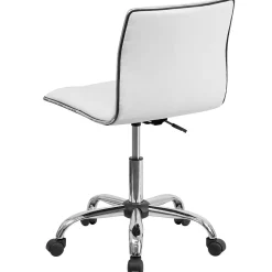 Flash Furniture Alan Armless Vinyl Swivel Low Back Task Office Chair, White/Chrome (DS512BWH)