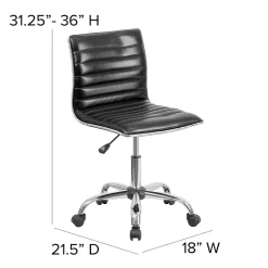 Flash Furniture Alan Armless Vinyl Swivel Low Back Task Office Chair, Black/Chrome (DS512BBK)