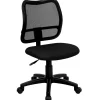 Flash Furniture Alber Armless Ergonomic Mesh Swivel Mid-Back Task Office Chair, Black (WLA277BK)