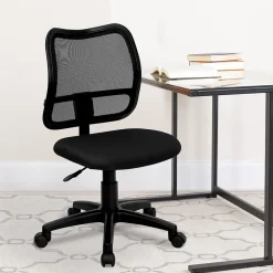 Flash Furniture Alber Armless Ergonomic Mesh Swivel Mid-Back Task Office Chair, Black (WLA277BK)
