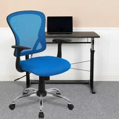 Flash Furniture Alfred Ergonomic Mesh Swivel Mid-Back Task Office Chair, Blue (H8369FBL)