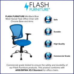 Flash Furniture Alfred Ergonomic Mesh Swivel Mid-Back Task Office Chair, Blue (H8369FBL)
