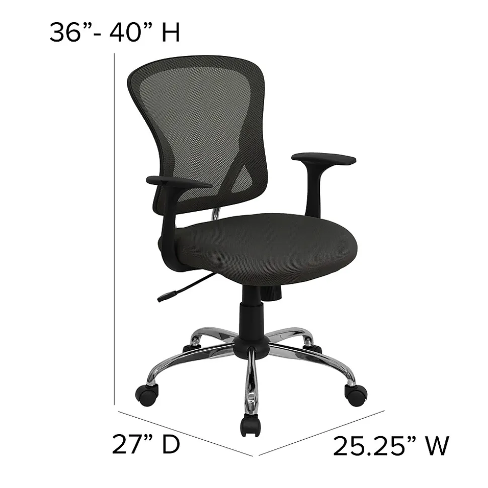 Flash Furniture Alfred Ergonomic Mesh Swivel Mid-Back Task Office Chair, Dark Gray (H8369FDKGY)