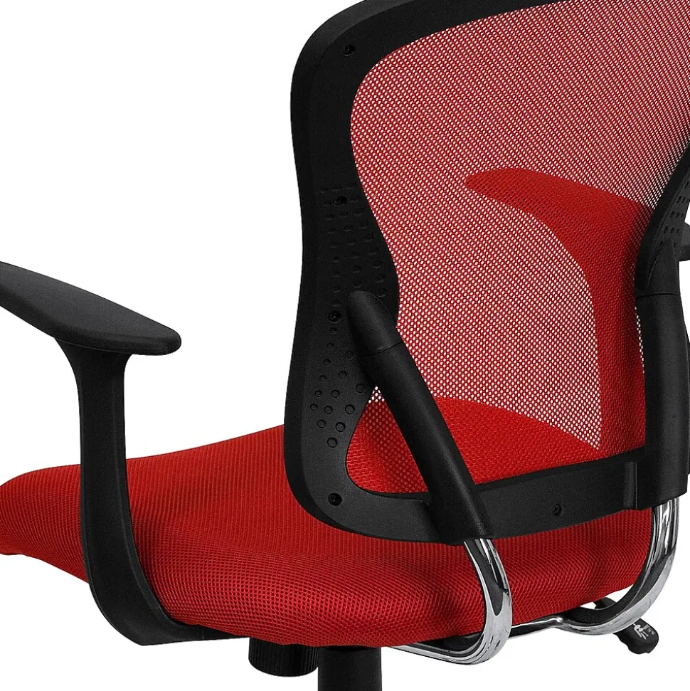 Flash Furniture Alfred Ergonomic Mesh Swivel Mid-Back Task Office Chair, Red (H8369FRED)