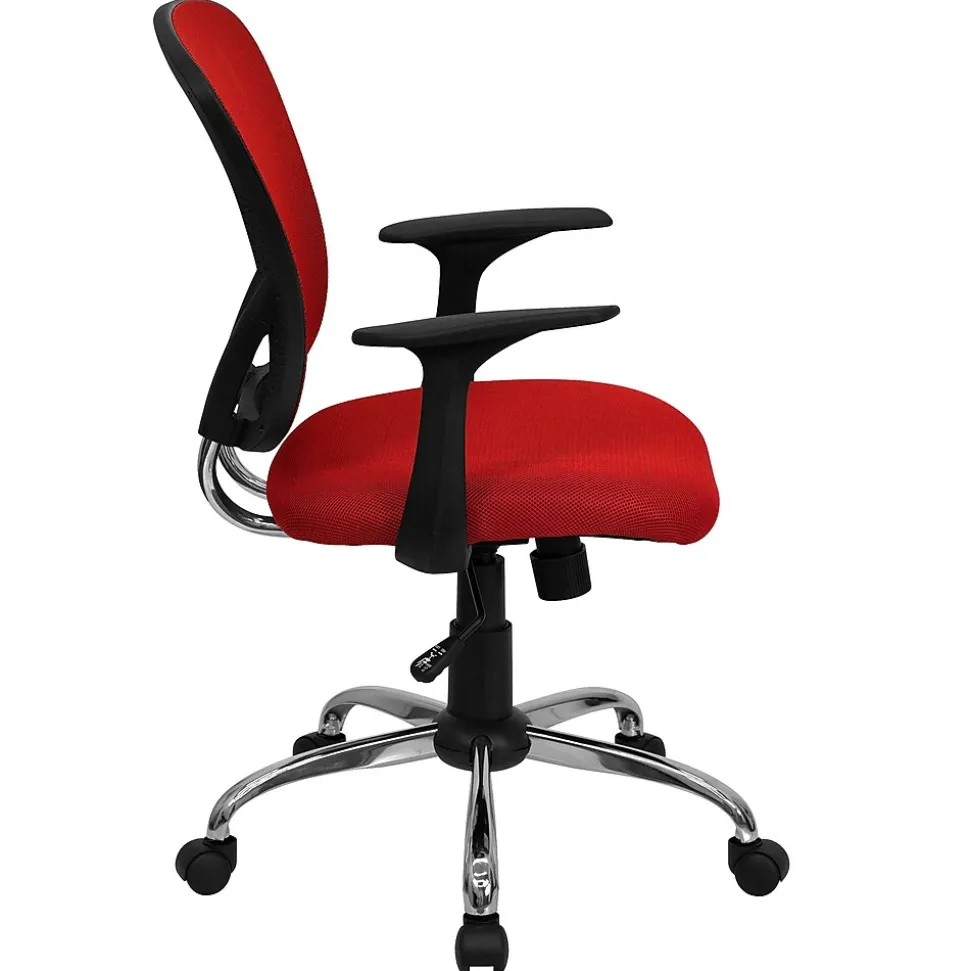 Flash Furniture Alfred Ergonomic Mesh Swivel Mid-Back Task Office Chair, Red (H8369FRED)
