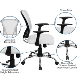 Flash Furniture Alfred Ergonomic Mesh Swivel Mid-Back Task Office Chair, White (H8369FWHT)