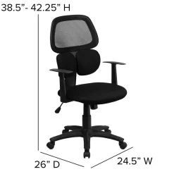 Flash Furniture Ariel Ergonomic Mesh Swivel Mid-Back Task Office Chair, Black (BT2755BK)