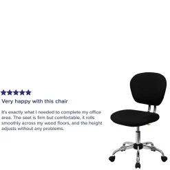 Flash Furniture Beverly Armless Ergonomic Mesh Swivel Mid-Back Padded Task Office Chair, Black (H2376FBK)