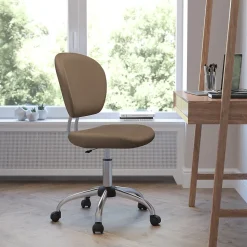 Flash Furniture Beverly Armless Ergonomic Mesh Swivel Mid-Back Padded Task Office Chair, Coffee Brown (H2376FCOF)