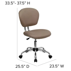 Flash Furniture Beverly Armless Ergonomic Mesh Swivel Mid-Back Padded Task Office Chair, Coffee Brown (H2376FCOF)