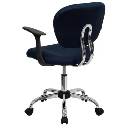 Flash Furniture Beverly Ergonomic Mesh Swivel Mid-Back Padded Task Office Chair, Navy (H2376FNAVYARMS)