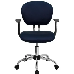 Flash Furniture Beverly Ergonomic Mesh Swivel Mid-Back Padded Task Office Chair, Navy (H2376FNAVYARMS)