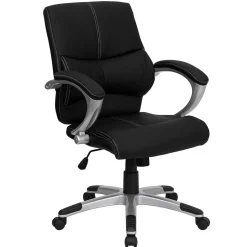 Flash Furniture Bodie LeatherSoft Swivel Mid-Back Manager's Office Chair, Black (H9637L2MID)