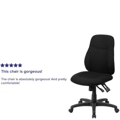 Flash Furniture Brandy Armless Ergonomic Fabric Swivel Mid-Back Task Office Chair, Black (BT90297M)