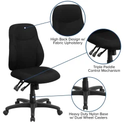 Flash Furniture Brandy Armless Ergonomic Fabric Swivel Mid-Back Task Office Chair, Black (BT90297M)