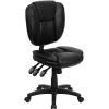 Flash Furniture Caroline Armless Ergonomic LeatherSoft Swivel Mid-Back Multifunction Task Office Chair, Black (GO930FBKLEA)
