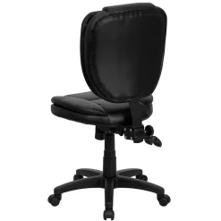 Flash Furniture Caroline Armless Ergonomic LeatherSoft Swivel Mid-Back Multifunction Task Office Chair, Black (GO930FBKLEA)
