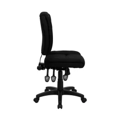 Flash Furniture Caroline Armless Ergonomic Fabric Swivel Mid-Back Multifunction Task Office Chair, Black (GO930FBK)