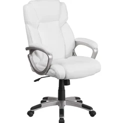 Flash Furniture Carolyn LeatherSoft Swivel Mid-Back Executive Office Chair, White (GO2236MWH)