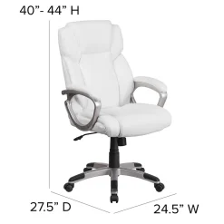 Flash Furniture Carolyn LeatherSoft Swivel Mid-Back Executive Office Chair, White (GO2236MWH)