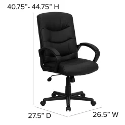 Flash Furniture Chelsea LeatherSoft Swivel Mid-Back Executive Office Chair, Black (GO9771BKLEA)