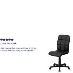 Flash Furniture Clayton Armless Vinyl Swivel Mid-Back Quilted Task Office Chair, Black (GO16911BK)