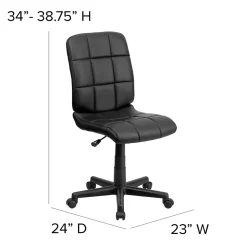 Flash Furniture Clayton Armless Vinyl Swivel Mid-Back Quilted Task Office Chair, Black (GO16911BK)