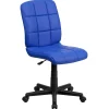 Flash Furniture Clayton Armless Vinyl Swivel Mid-Back Quilted Task Office Chair, Blue (GO16911BLUE)