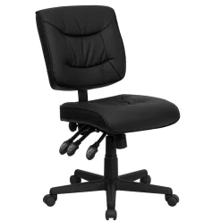 Flash Furniture Cole Armless Ergonomic LeatherSoft Swivel Mid-Back Task Office Chair, Black (GO1574BK)