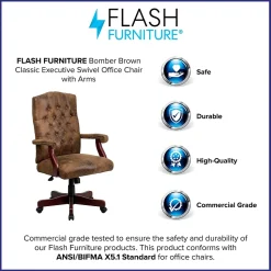 Flash Furniture Derrick Microfiber Swivel Executive Office Chair, Bomber Brown (802BRN)