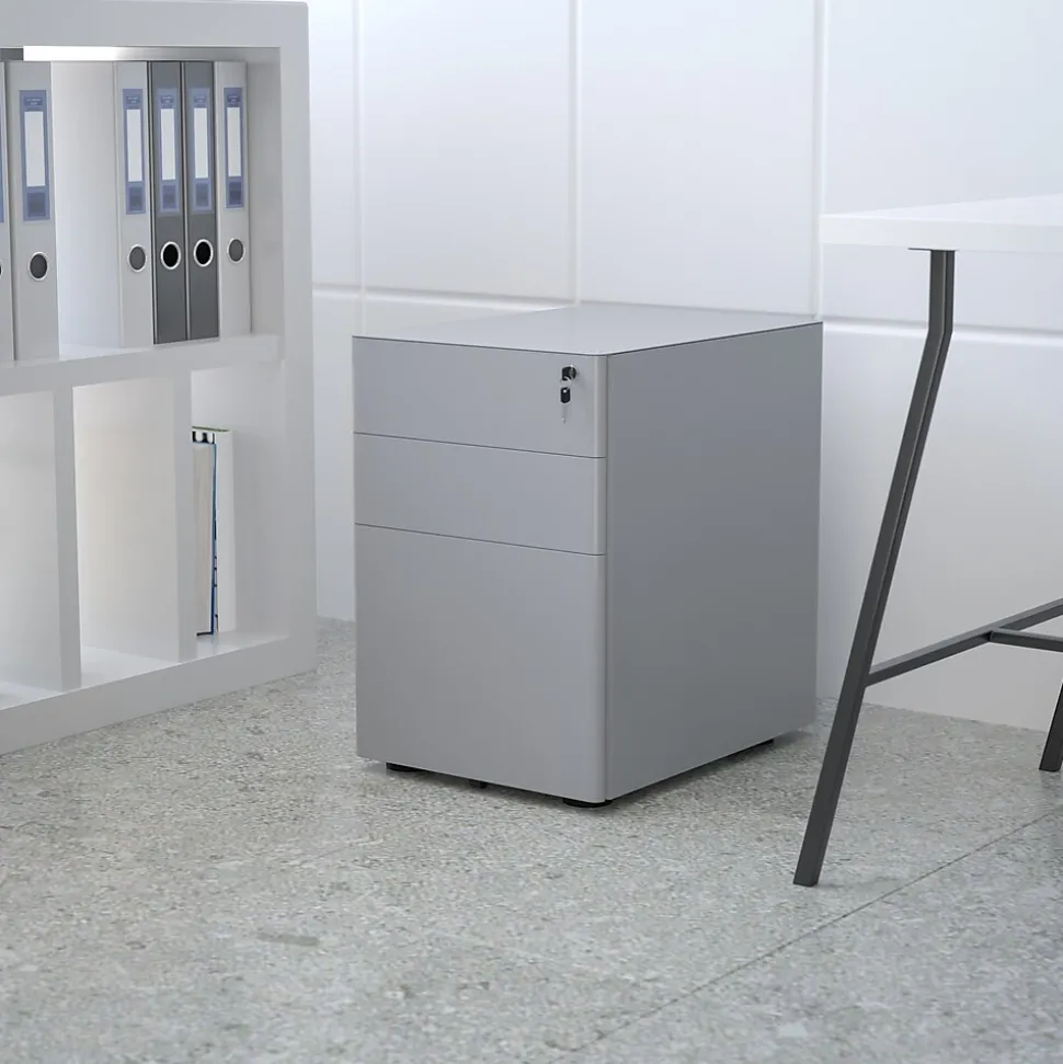 Flash Furniture 3-Drawer Cabinet, Legal & Letter Files, Gray, 21" (HZCHPL01GRY)