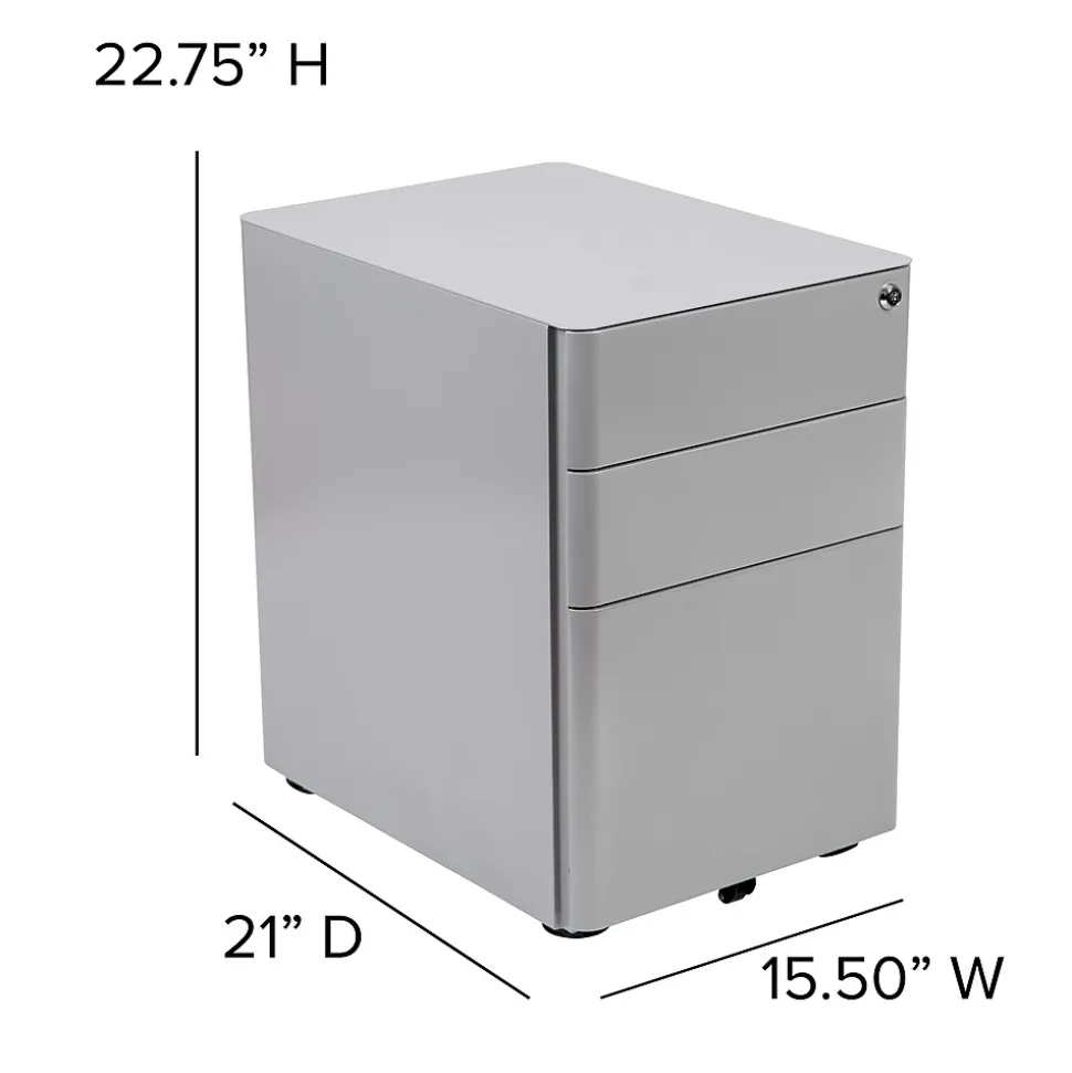 Flash Furniture 3-Drawer Cabinet, Legal & Letter Files, Gray, 21" (HZCHPL01GRY)