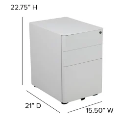 Flash Furniture 3-Drawer Cabinet, Legal & Letter Files, White, 21