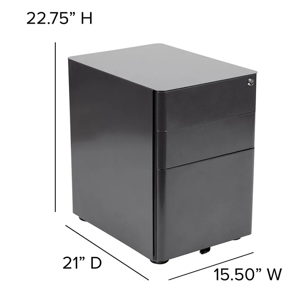 Flash Furniture 3-Drawer Cabinet, Legal & Letter Files, Black, 21" (HZCHPL01BK)