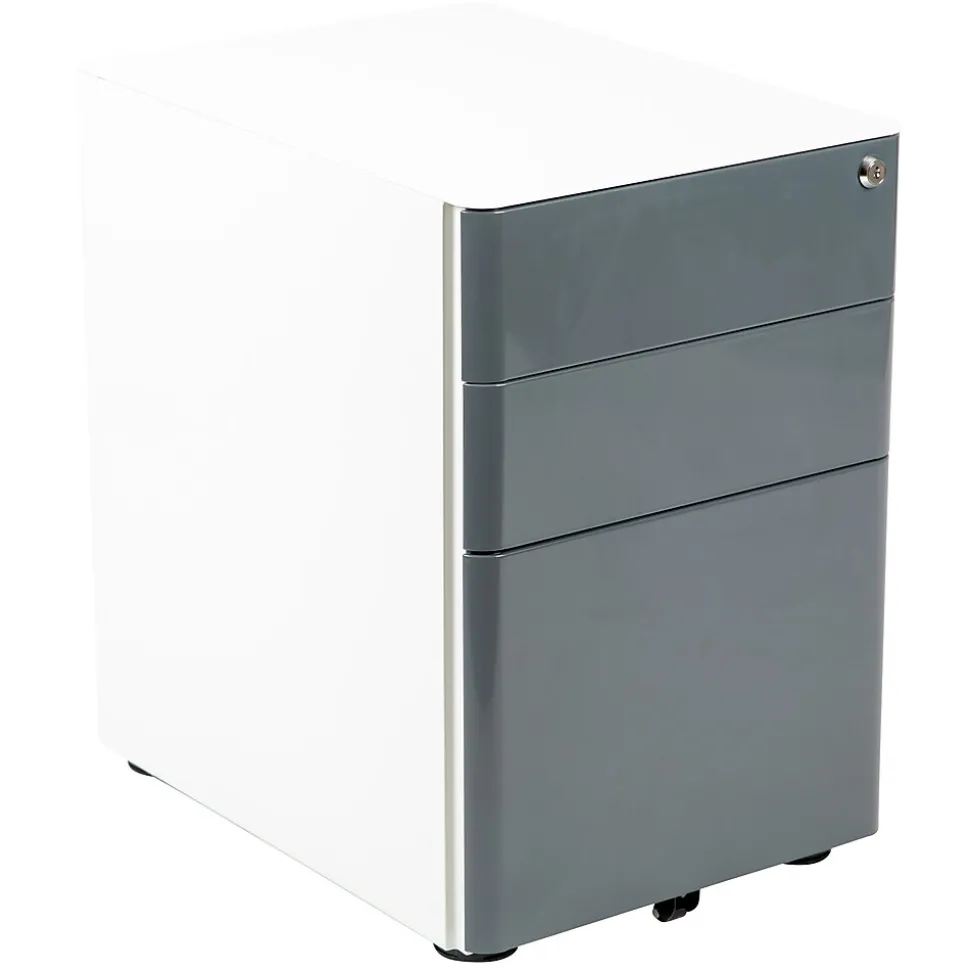Flash Furniture 3-Drawer Cabinet, Legal & Letter Files, White/Charcoal, 21" (HZCHPL02GRYWH)