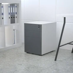 Flash Furniture 3-Drawer Cabinet, Legal & Letter Files, White/Charcoal, 21" (HZCHPL02GRYWH)