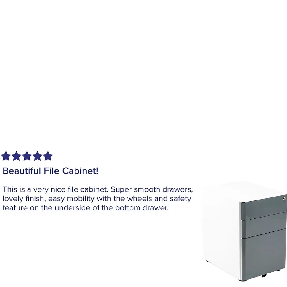 Flash Furniture 3-Drawer Cabinet, Legal & Letter Files, White/Charcoal, 21" (HZCHPL02GRYWH)