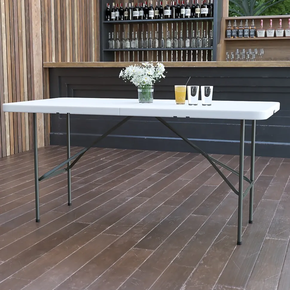 Flash Furniture Elon Folding Table, 60" x 30", Granite White (DADYCZ152Z)