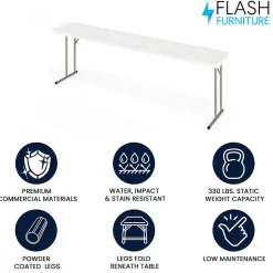Flash Furniture Elon Folding Table, 96" x 18", Granite White (DADYCZ2442GW)