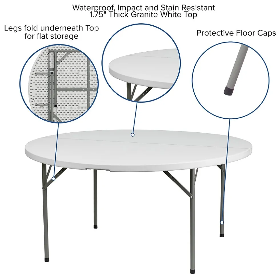 Flash Furniture Elon Folding Table, 60" x 60", Granite White (DADYCZ154GW)