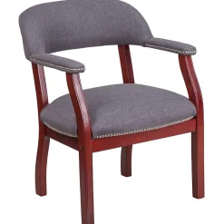 Flash Furniture Fabric Luxurious Conference Chair with Silver Trim Nails, Gray (BZ105GY)