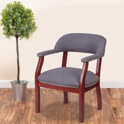 Flash Furniture Fabric Luxurious Conference Chair with Silver Trim Nails, Gray (BZ105GY)