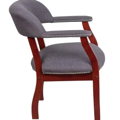 Flash Furniture Fabric Luxurious Conference Chair with Silver Trim Nails, Gray (BZ105GY)
