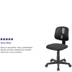 Flash Furniture Flash Fundamentals Armless Ergonomic Mesh Swivel Mid-Back Task Office Chair, Black (LF134BK)