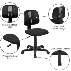Flash Furniture Flash Fundamentals Armless Ergonomic Mesh Swivel Mid-Back Task Office Chair, Black (LF134BK)